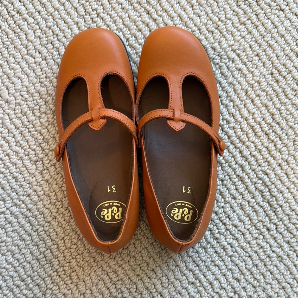 Pepe Kids Orange Leather Shoes